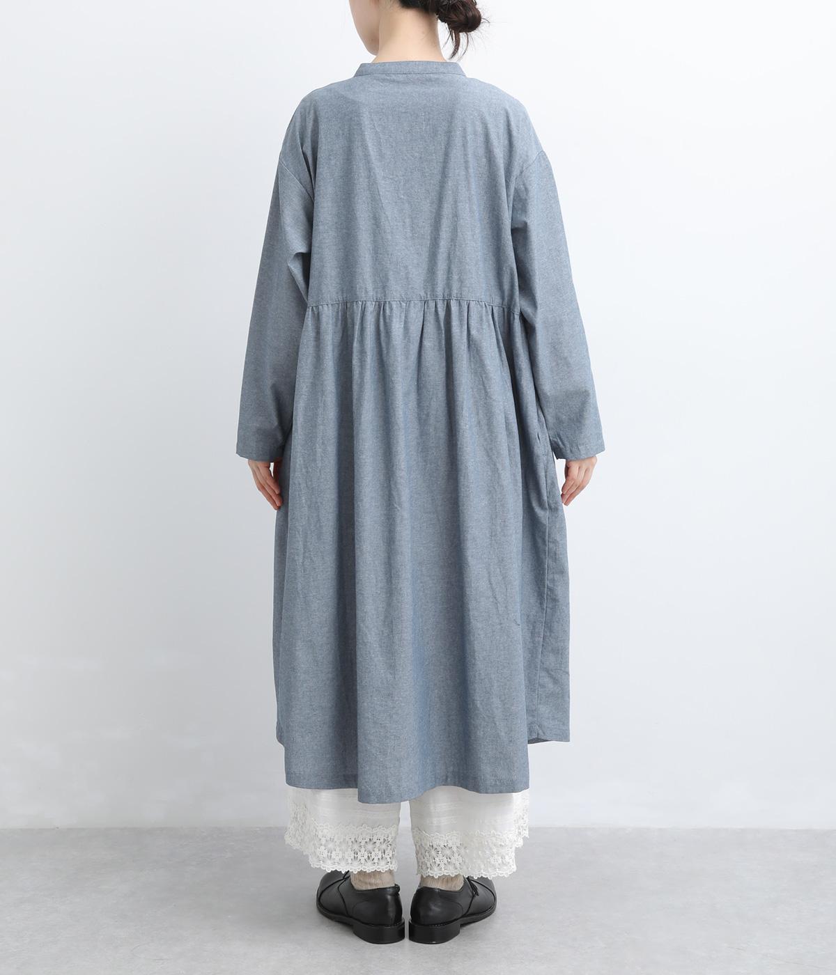 コットンシャンブレー多ボタン前あきワンピース｜Sorte cuff
