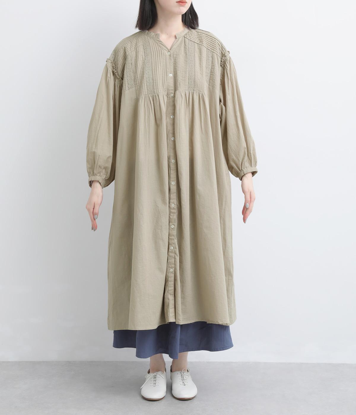 ピンタックレース前開きギャザーワンピース｜maleni （マレニ）の商品詳細