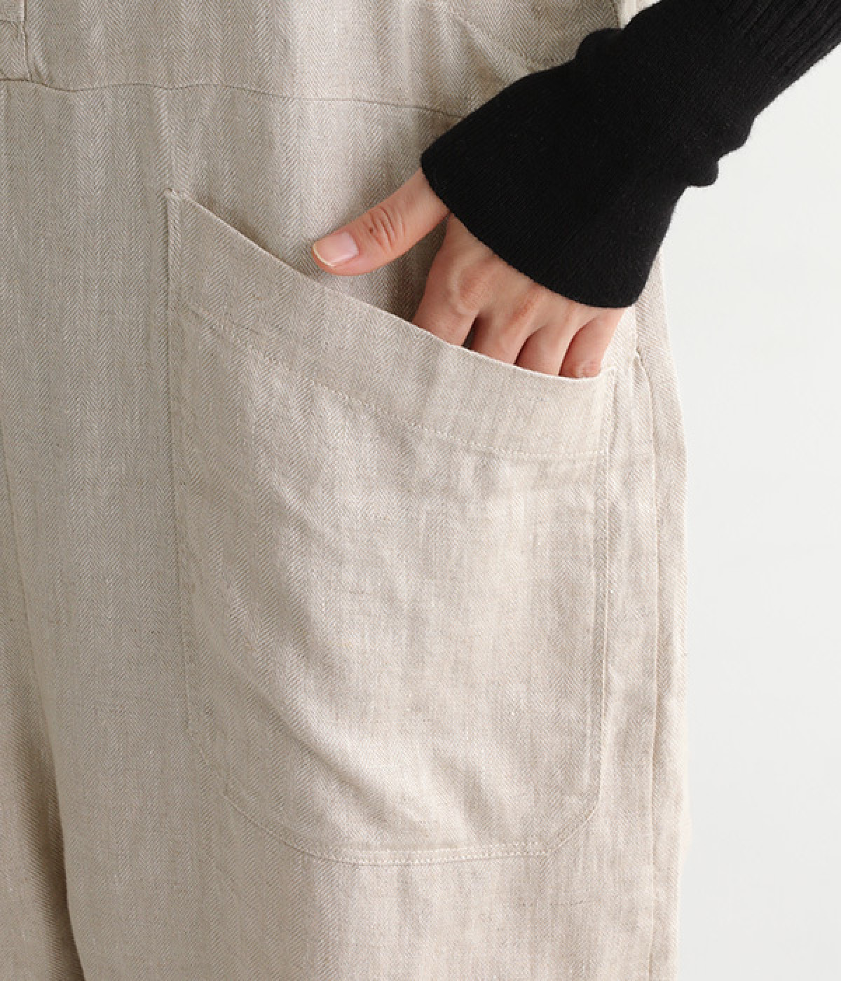 リネンヘリンボーン Vネックサロペット｜YURK geniet van（ユルクフ