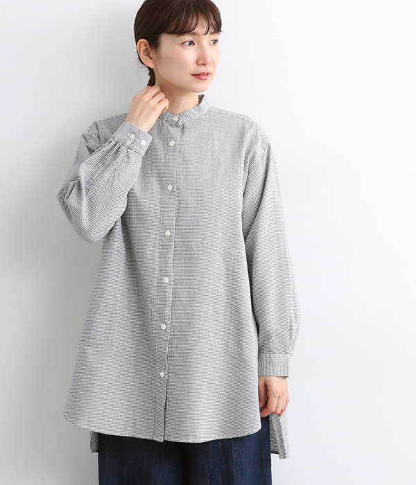 コットンシルクガーゼロングシャツ(C・ギンガム)