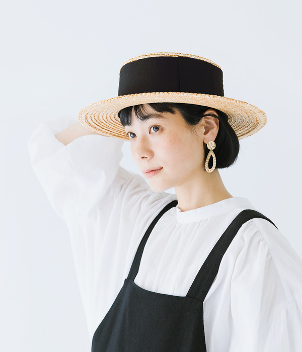 Berka　ベルカ　鬼麦・長つばカンカン帽(ナチュラル×ブラック)