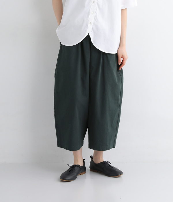 コットンツイル セミワイドクロップドパンツ(B・ダークグリーン)