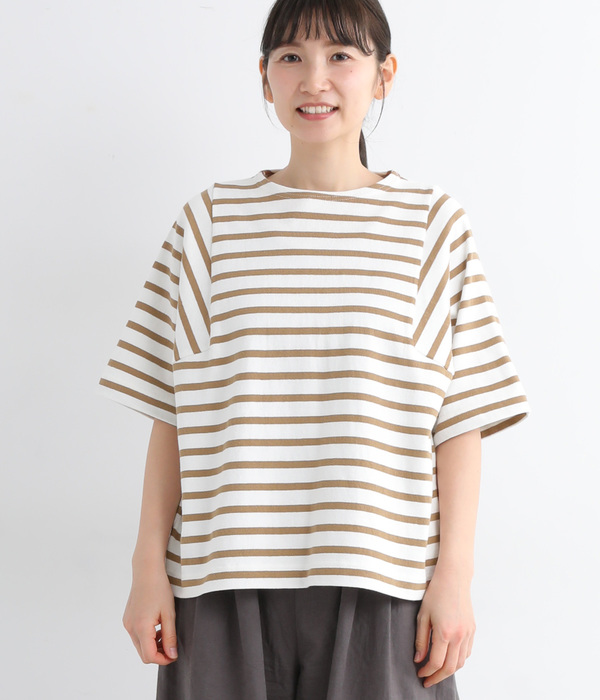 ライトヘビー天竺 ワイドTシャツ(A・ブラウンボーダー)