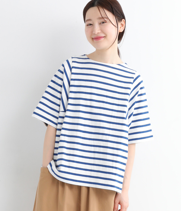 ライトヘビー天竺 ワイドTシャツ(B・ブルーボーダー)