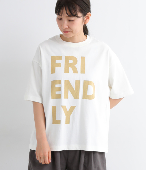 リサイクルコットン天竺 ロゴプリントTシャツ(A・オフホワイト)