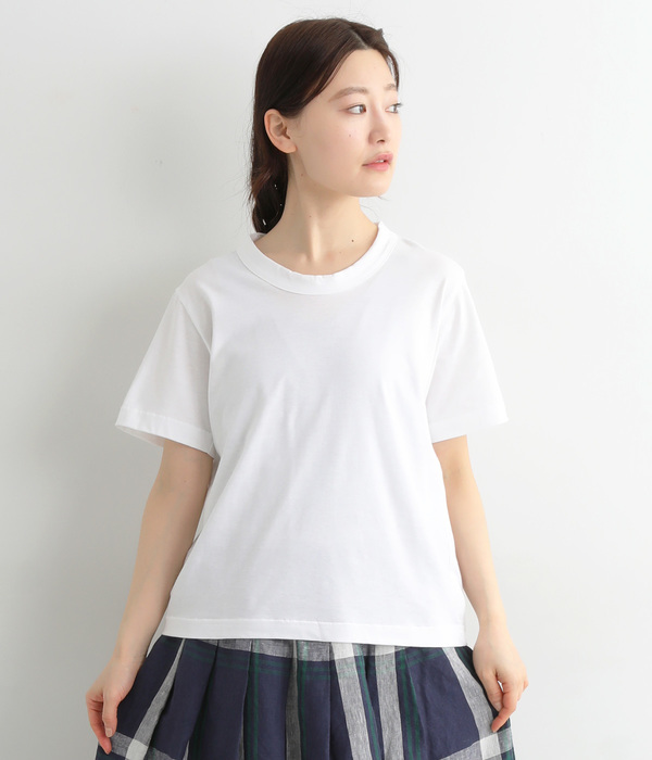 天竺太バインダー丸首Tシャツ(ホワイト)