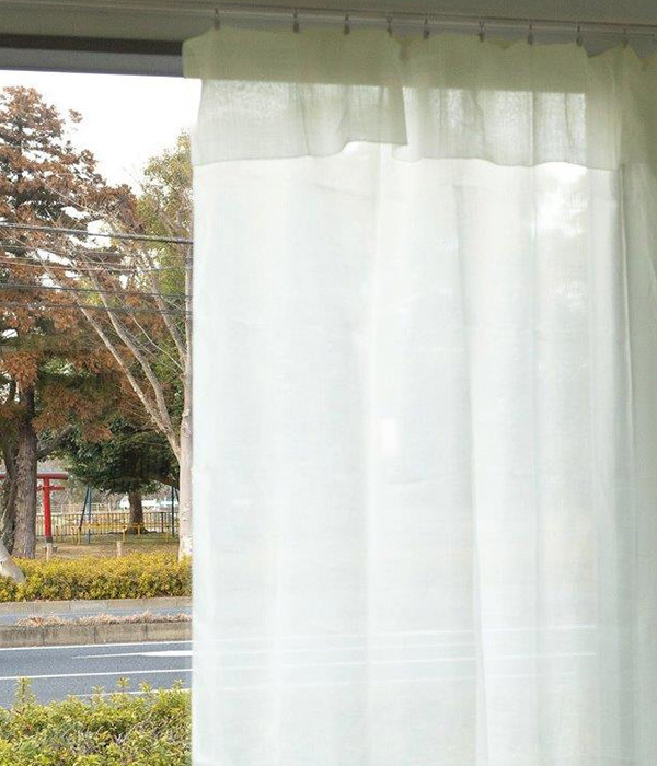 軽くて薄い透明感のあるリネンのクリップ留めカーテン(W130 ×H230)(B・ベージュ)