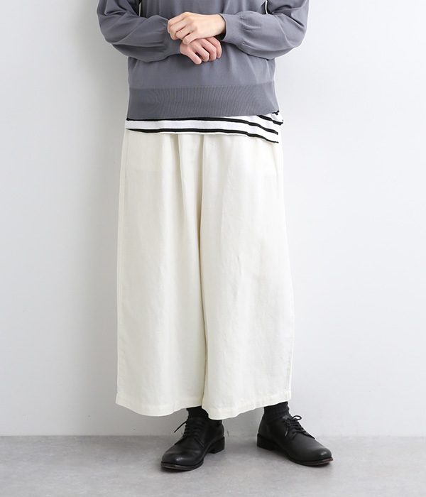 コットンリネンデニムワイドパンツ(C・ホワイト)