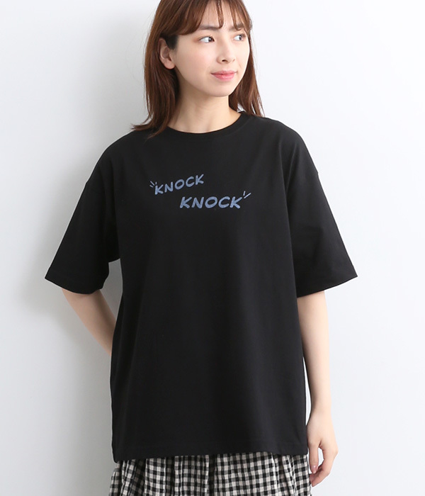 KNOCK KNOCK　プリントTシャツ(A・ブラック)