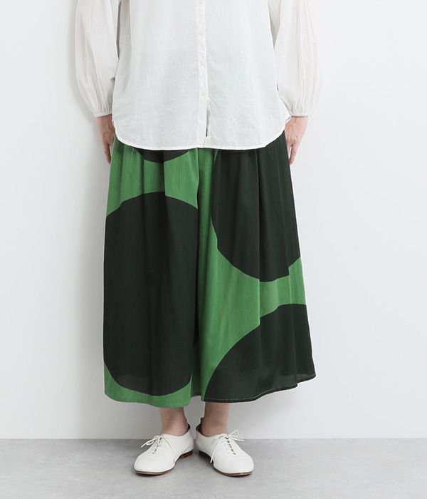 コードコットン大柄ドットスカート(A・グリーン×グリーン)