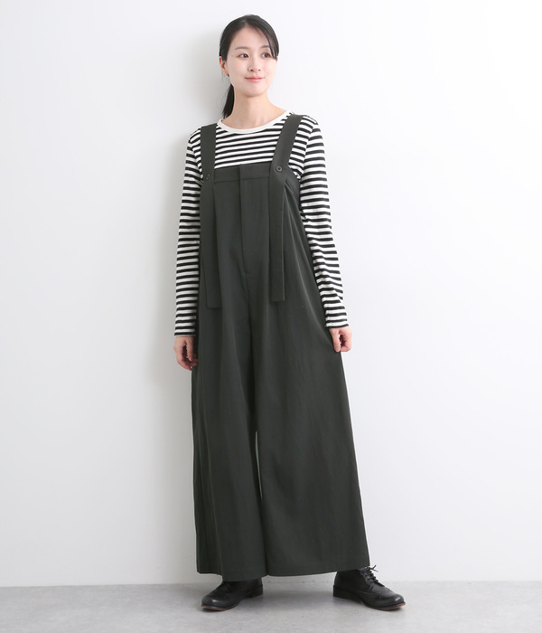 レーヨンナイロンツイルサロペットパンツ(A・チャコール)