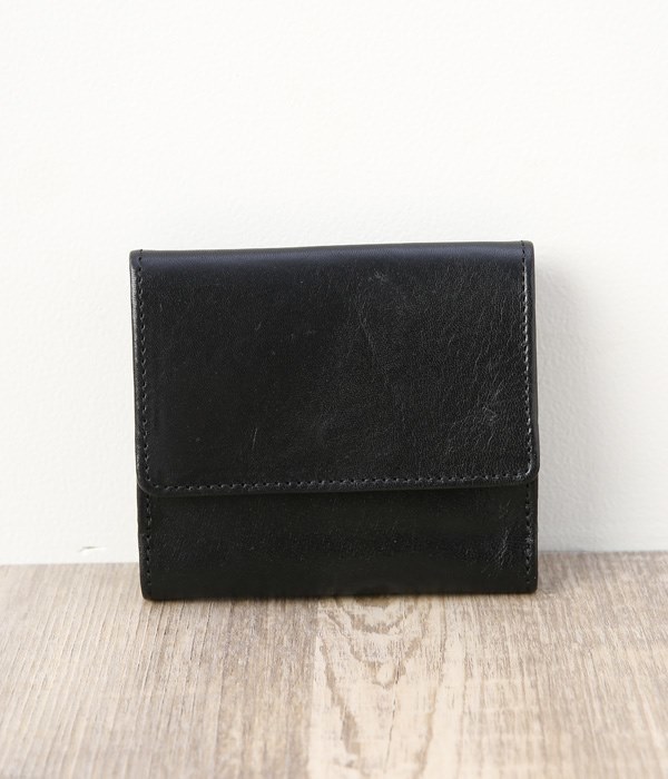 イタリアレザー二つ折り財布(A・ブラック)