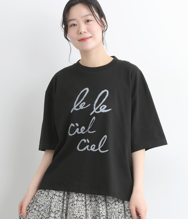 プリント Tシャツ　le ciel(C・ブラック)