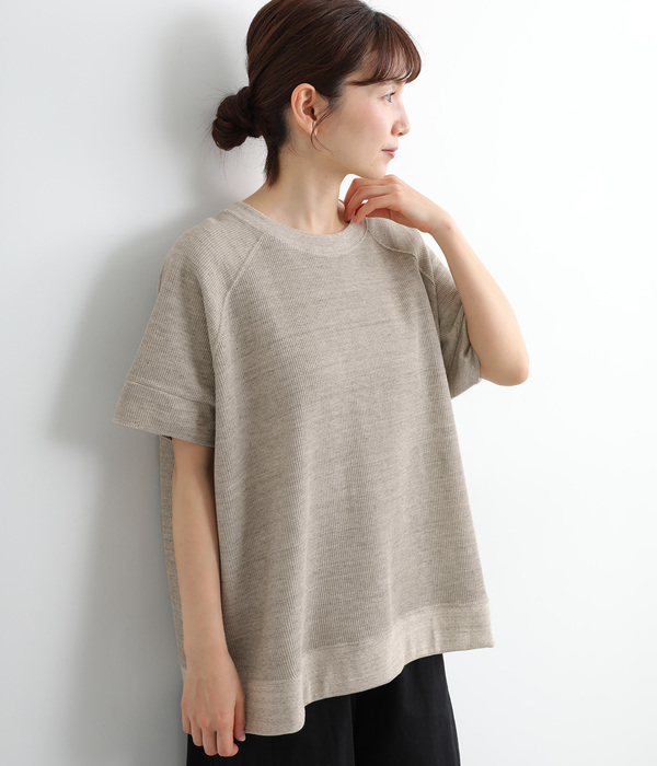 【UNDYED】コットンワッフルプルオーバー(B・グレー)