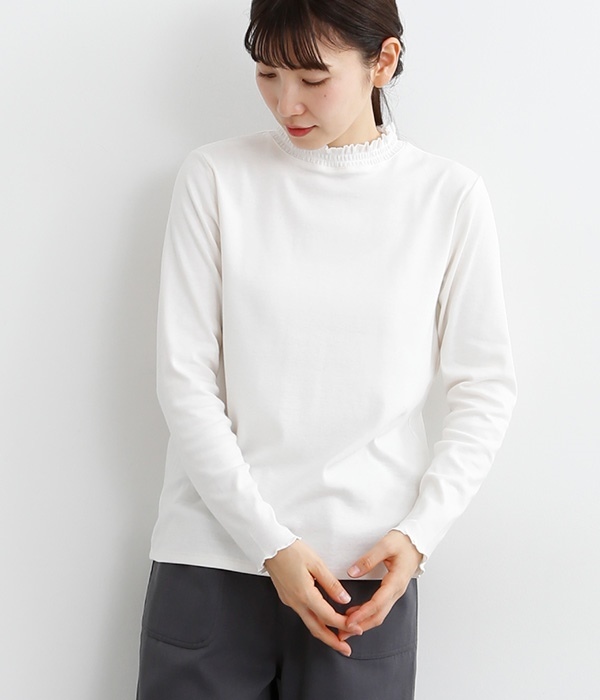 フリル襟付き長袖Tシャツ(A・ホワイト)