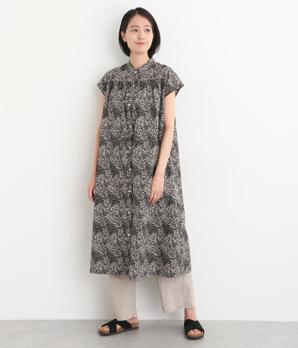 FablicByBestofMorrisウエストドロストフレンチワンピース(B・ブラック×WillowBoughs)
