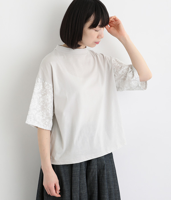 ナチュラル天竺袖コンビTシャツ(B・ライトグレー)