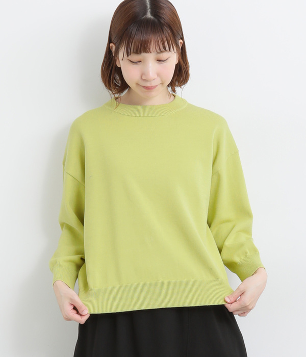 オーガニックコットン8分袖セーター(B・ライトイエロー)