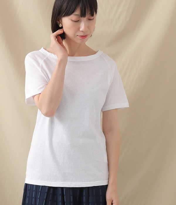 ムラ糸リサイクル天竺　ラグランTシャツ(A・ホワイト)