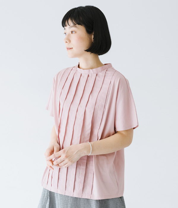 布帛切替タックTシャツ(D・ピンク)