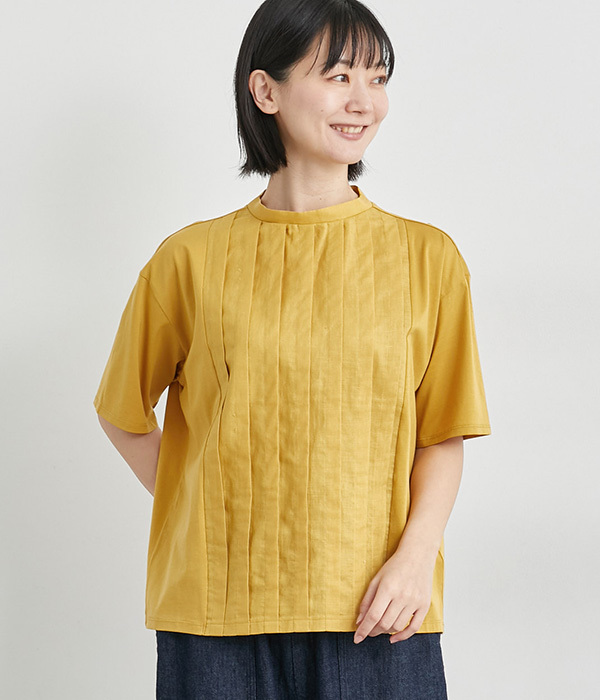 布帛タックハーフスリーブTシャツ(C・イエロー)