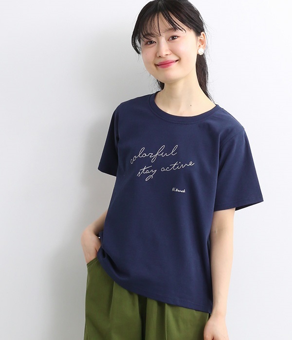 ステッチ刺繍Tシャツ(B・ネイビー)