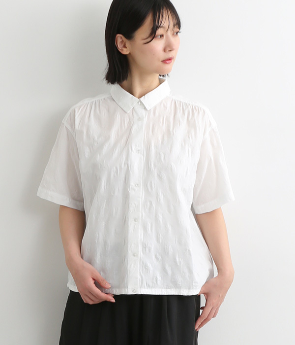塩縮ドットプリントシャツ(A・オフホワイト)