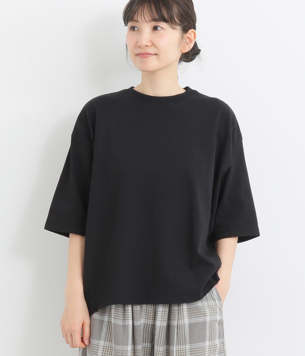 コットンアメリカンドライ天竺バックスリットTシャツ(D・ブラック)