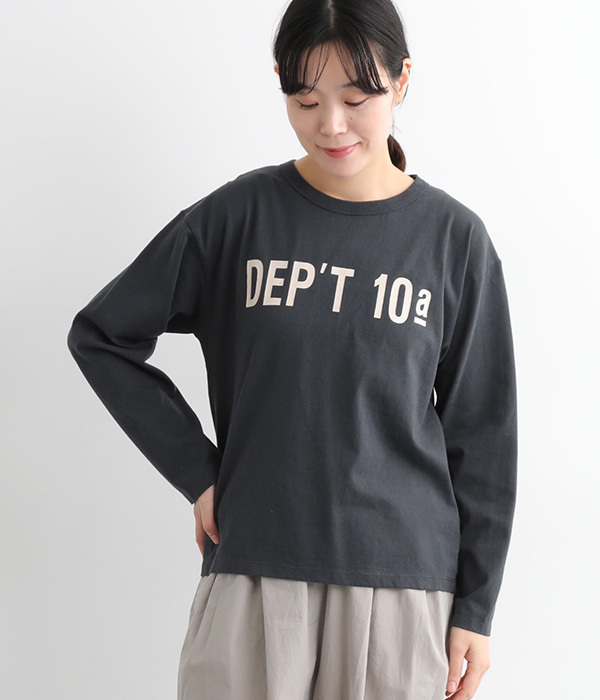 コットンボーダー天竺スタンダードプリントTee<DEP'T 10>(チャコール)