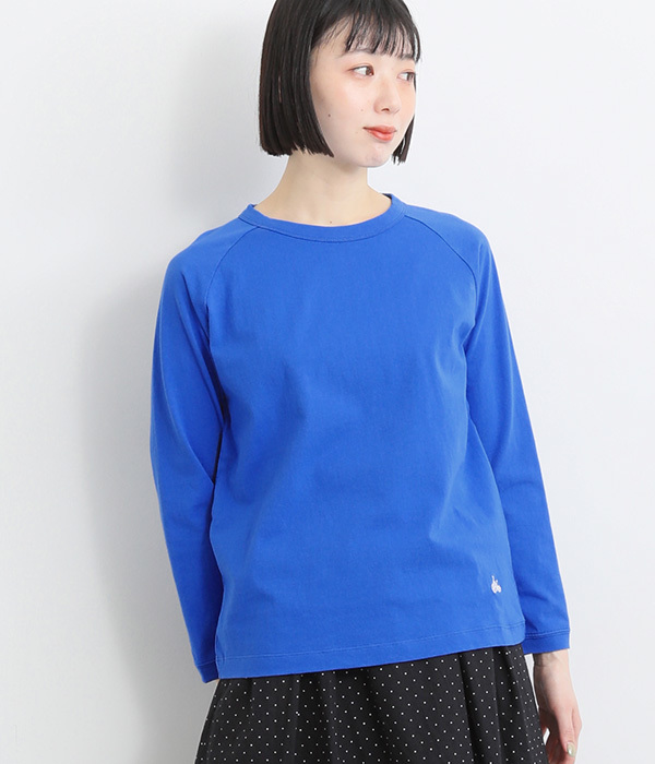 リサイクルコットン天竺 ラグラン長袖Tシャツ(C・ブルー)