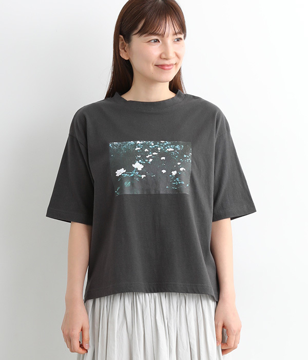 ラフィ天竺転写プリントワイドTシャツ(C・スミクロ)