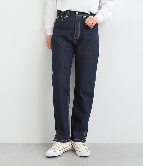 サイドスリットリサイクルデニムパンツ(A・ネイビー)