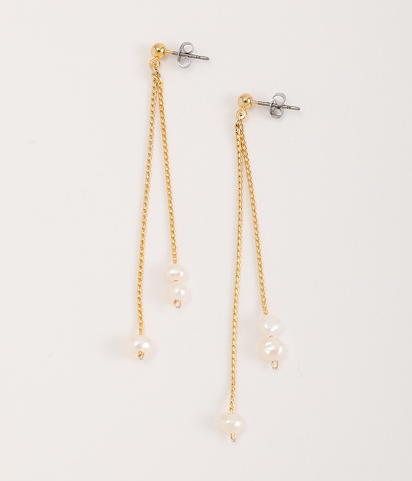 pearl×chain ピアス(ゴールド)