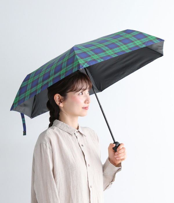 木彫り動物の晴雨兼用折りたたみ傘(A・ウサギ×小花ブルー)