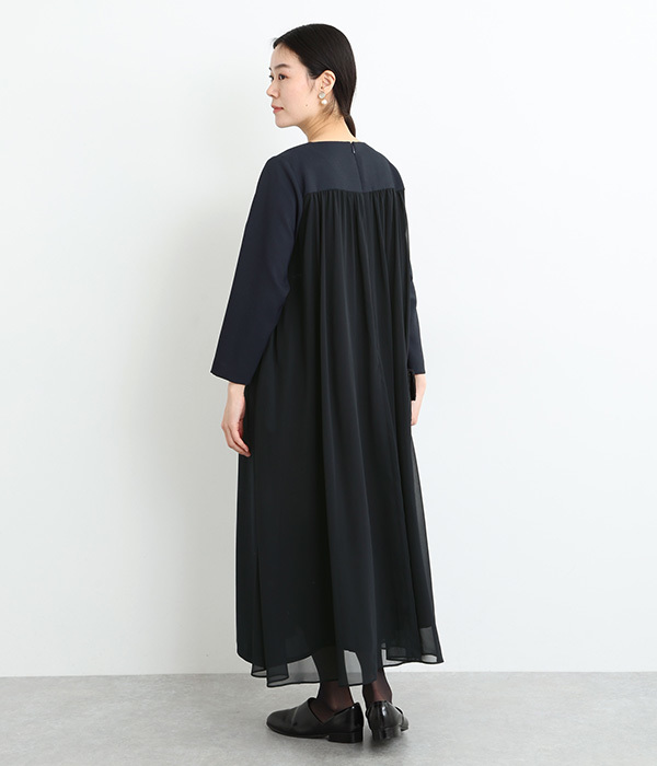 バックシフォンワンピース (A・ネイビー)