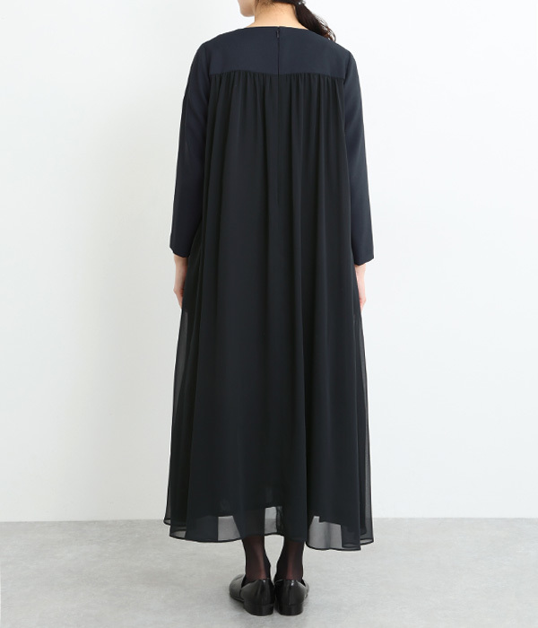 バックシフォンワンピース (A・ネイビー)