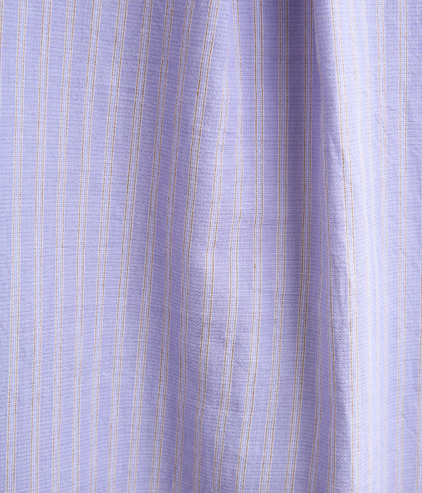 コットンシルクガーゼロングシャツ(A・ブルー系ストライプ)