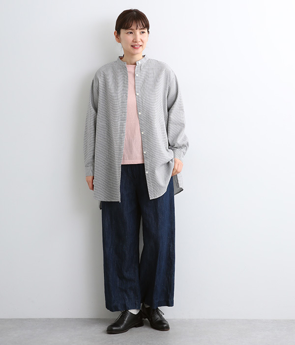 コットンシルクガーゼロングシャツ(C・ギンガム)