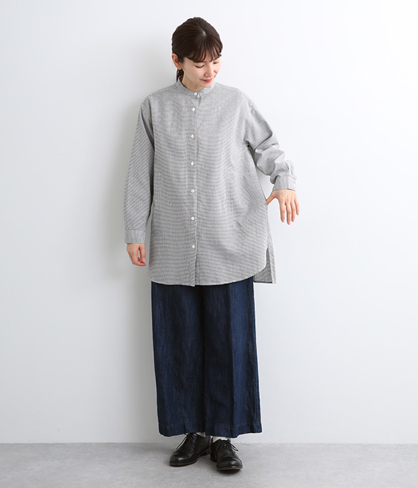 コットンシルクガーゼロングシャツ(C・ギンガム)
