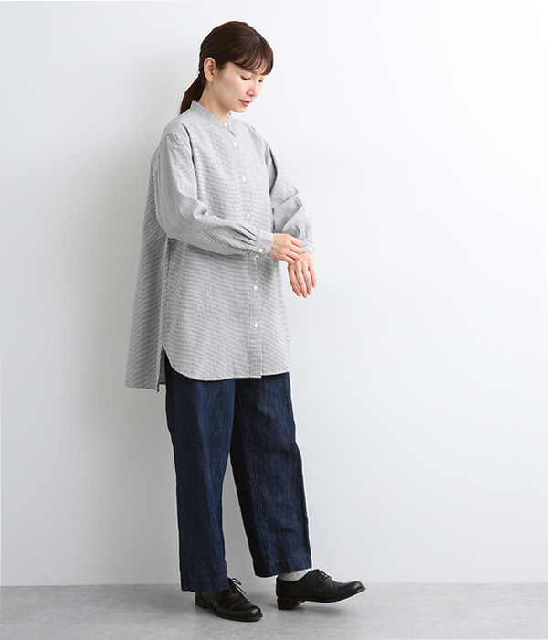 コットンシルクガーゼロングシャツ(C・ギンガム)