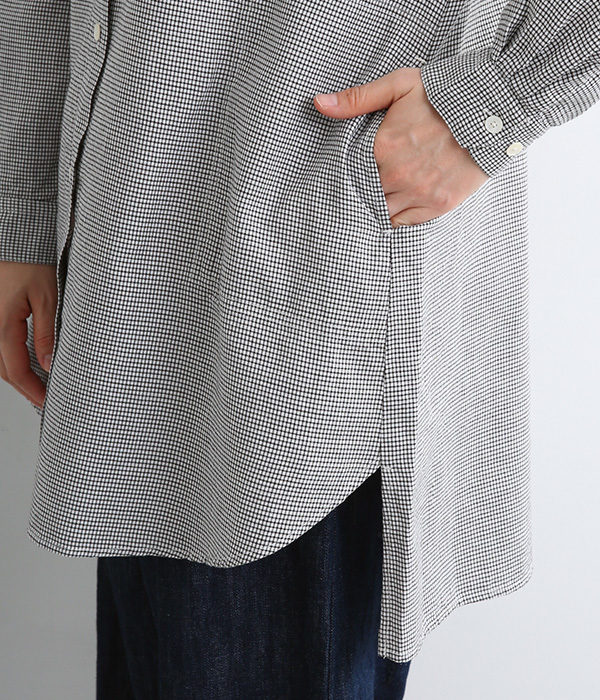 コットンシルクガーゼロングシャツ(C・ギンガム)