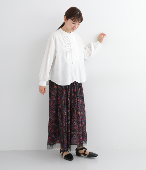 チュール×リバティプリントスカート(A・アカ系)【新入荷
