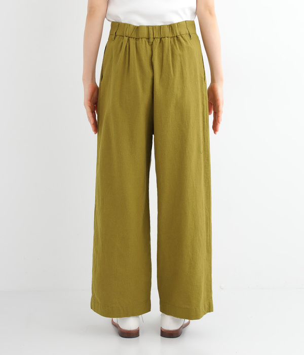 製品洗いコットンリネン　ワンタックパンツ(B・ピスタチオ)