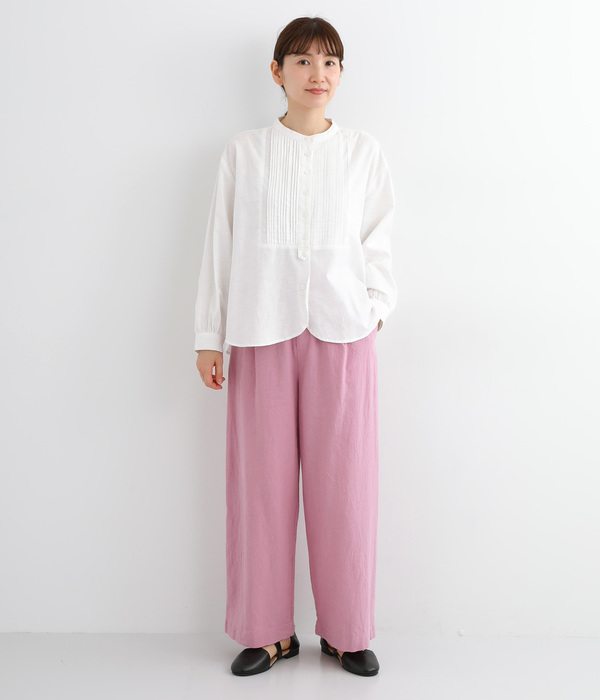 製品洗いコットンリネン　ワンタックパンツ(E・グレンチェック)