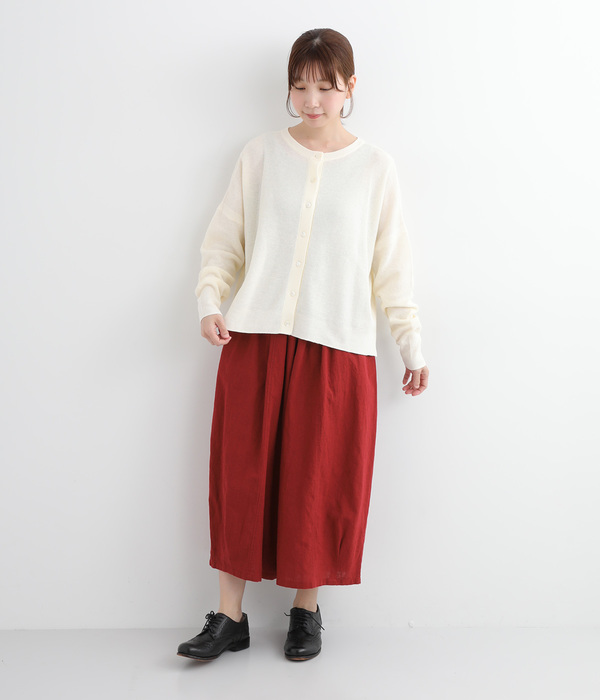 コットンリネンワイドサルエルパンツ(A・レッド)