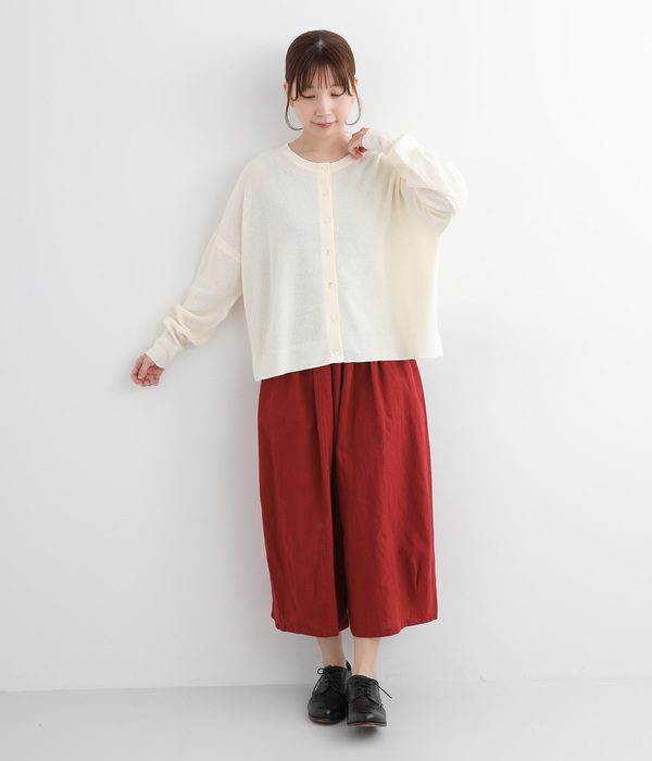 コットンリネンワイドサルエルパンツ(A・レッド)