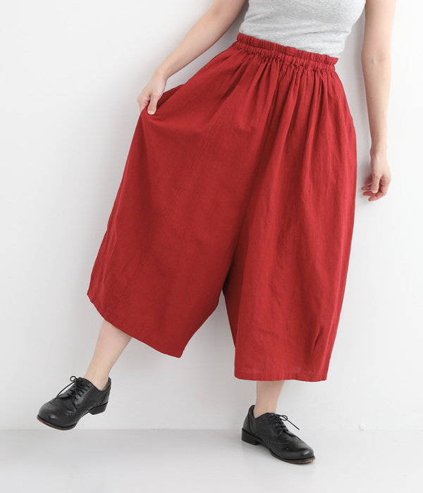 コットンリネンワイドサルエルパンツ(A・レッド)