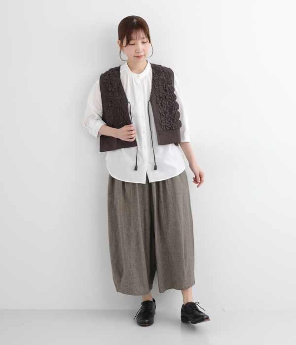 コットンリネンワイドサルエルパンツ(A・レッド)
