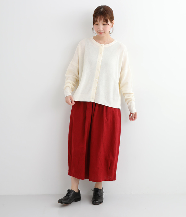 コットンリネンワッフル編み2wayカーディガン(B・レッド)