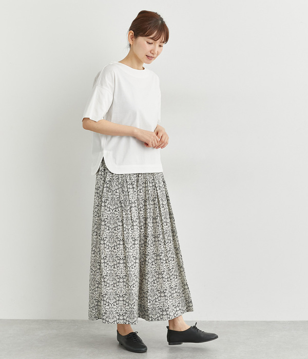 天竺ボーダードロップショルダーTシャツ(A・オフシロ)